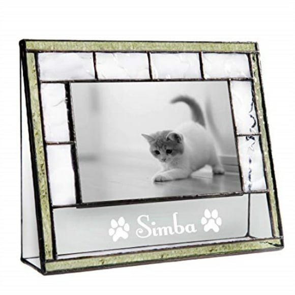 Personalized Cat Picture Frame Pet Memorial Gift 4x6 Photo Frame Engraved Keepsake Pale Green Stained Glass J Devlin Pic 389-46H EP597 Personalized Cat Picture Frame Pet Memorial Gift 4x6 Photo Frame Engraved Keepsake Pale Green Stained Glass J Devlin Pic 389-46H EP597